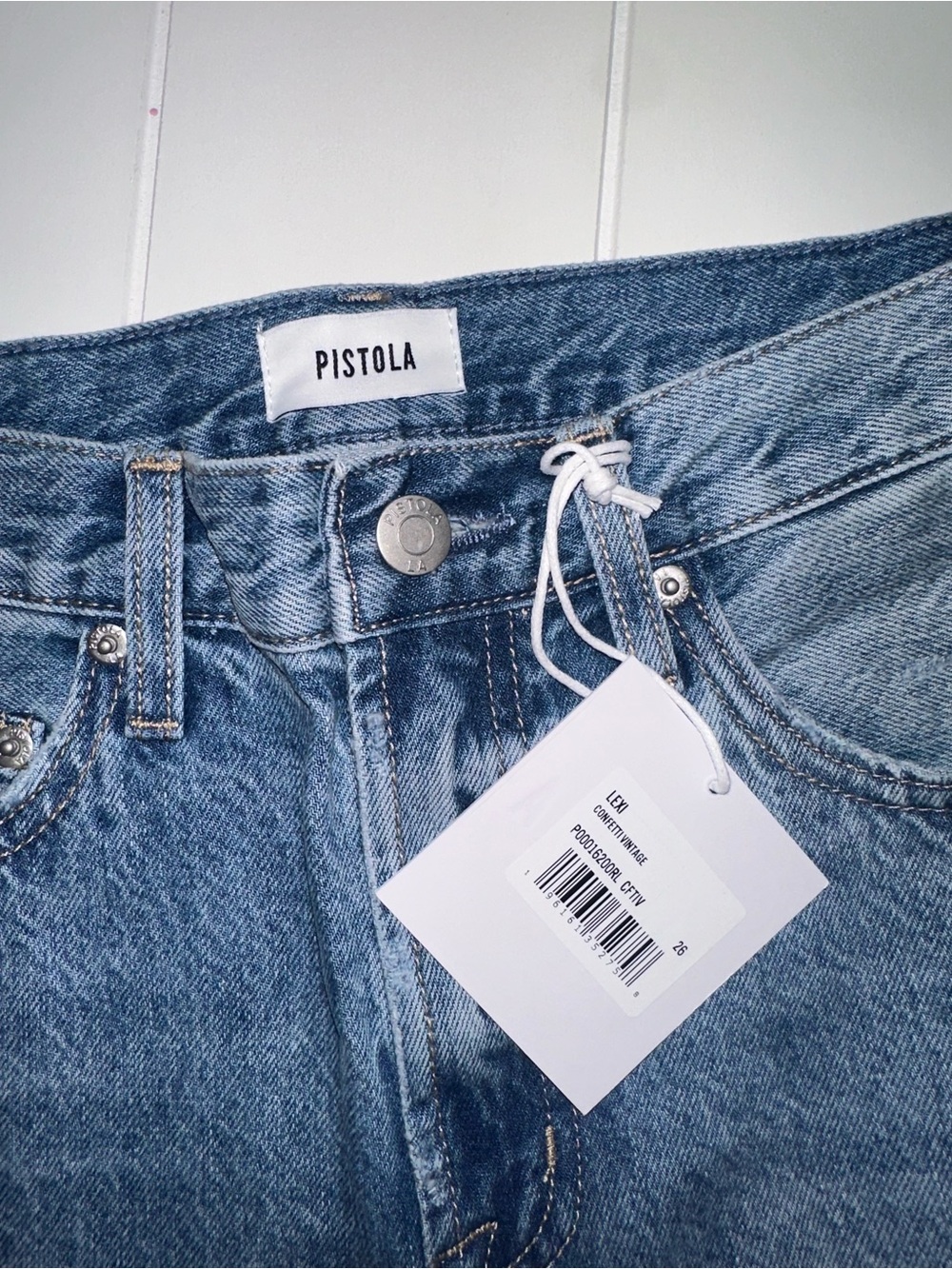 NEW Pistola Lexi Mid Rise Bowed Straight Jean- Confetti Vintage Sz 26 - Picture 5 of 10